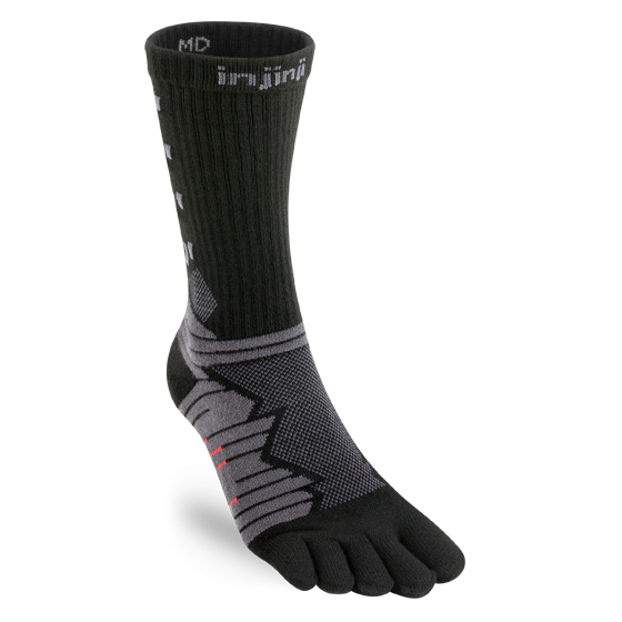Injinji Trail Midweight Crew Toe Socks, Grey, S, EU 37-40